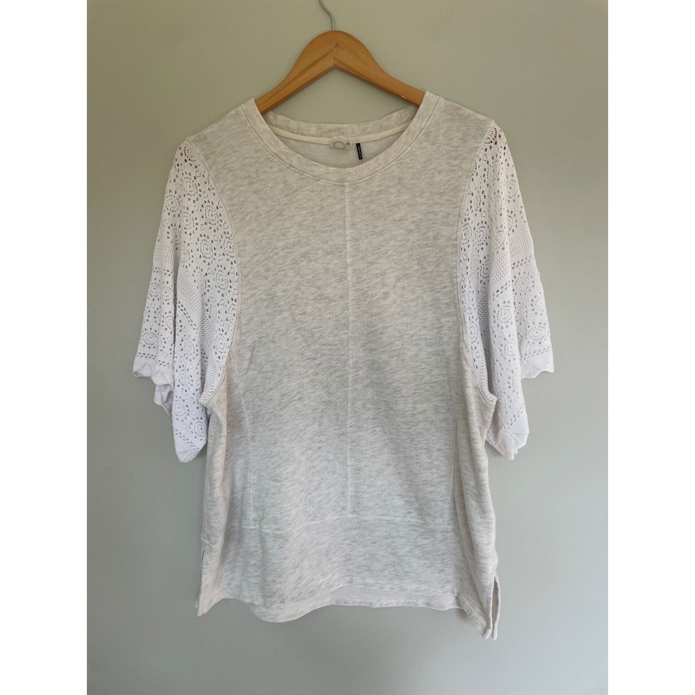 Anthropologie Akemi + Kin Coro Dolman Top White Lace Crochet Sweatshirt Medium